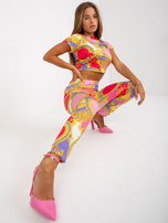 Hurtownia online Różowy wzorzysty komplet casualowy z topem 