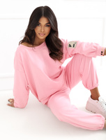 Jasnoróżowy dresowy komplet z naszywką RUE PARIS 