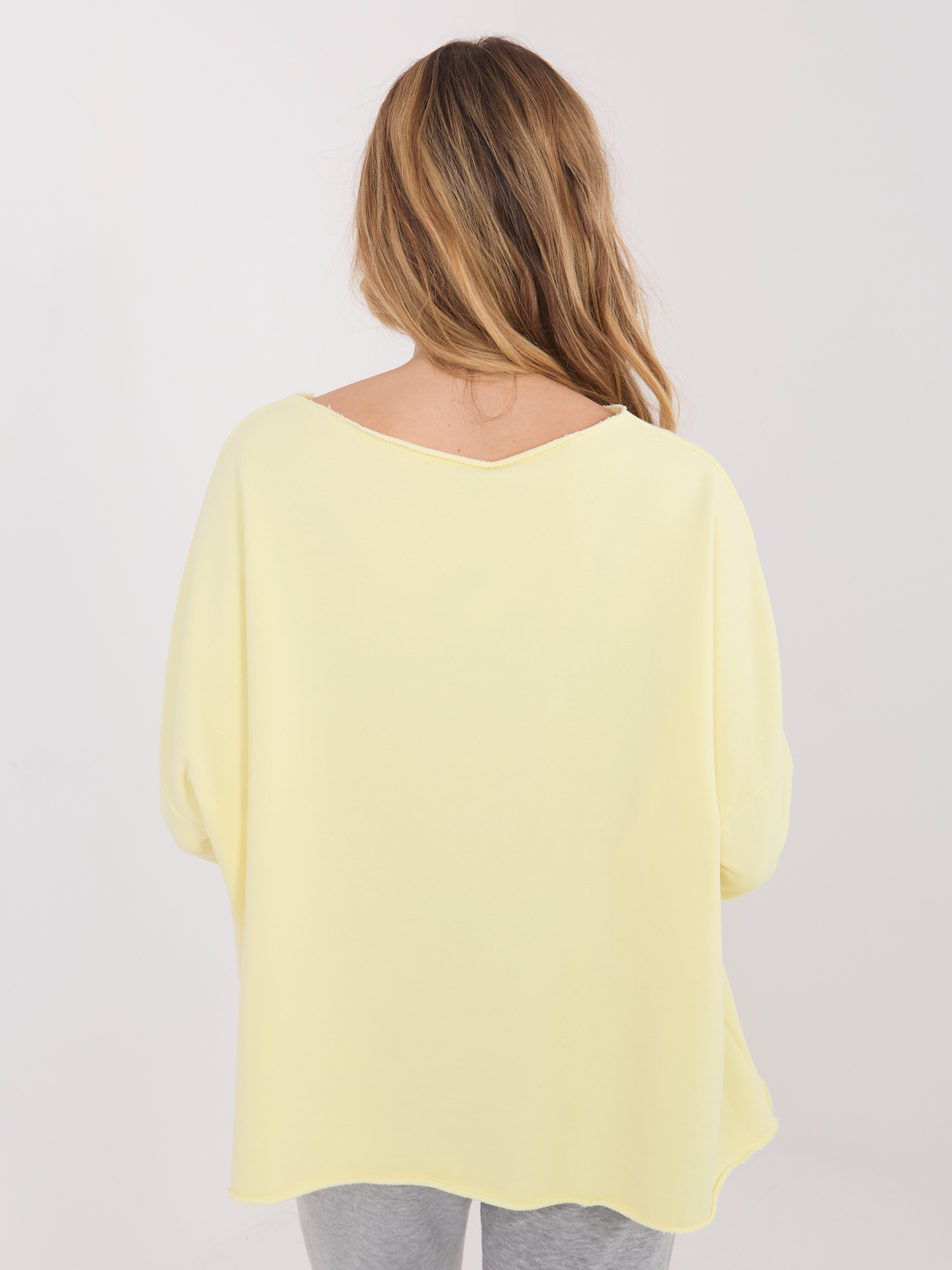 Jasnożółta damska bluza oversize bez kaptura 