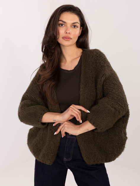 Khaki damski kardigan bez zapięcia