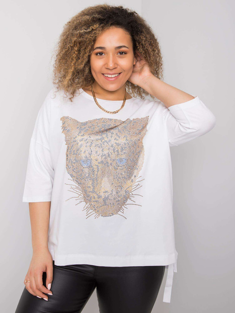 Biała bluzka plus size z aplikacją Darren