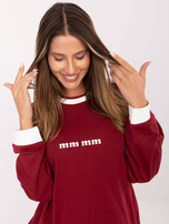 Bordowa damska bluza bez kaptura