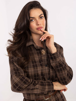 Brązowa damska koszula z odpinaną broszką