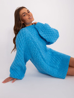 Hurt Niebieska sukienka dzianinowa o kroju oversize