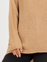 Hurt Camelowy sweter oversize z dłuższym tyłem OCH BELLA