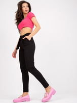 Czarne spodnie materiałowe slim fit z wiązaniem RUE PARIS