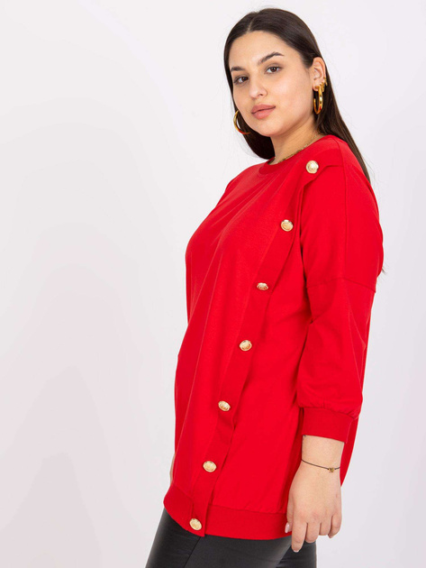 Czerwona bluzka plus size z okrągłym dekoltem Brigitte