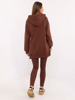 Hurt Brązowy dresowy komplet z topem i legginsami