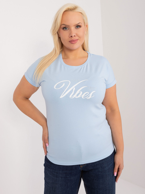 Hurt Jasnoniebieski t-shirt plus size z nadrukiem