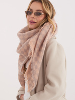 Brzoskwiniowo-szary damski szal z frędzlami