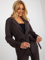 Hurt Ciemnoszara marynarka w kratę od garnituru z wiązaniem