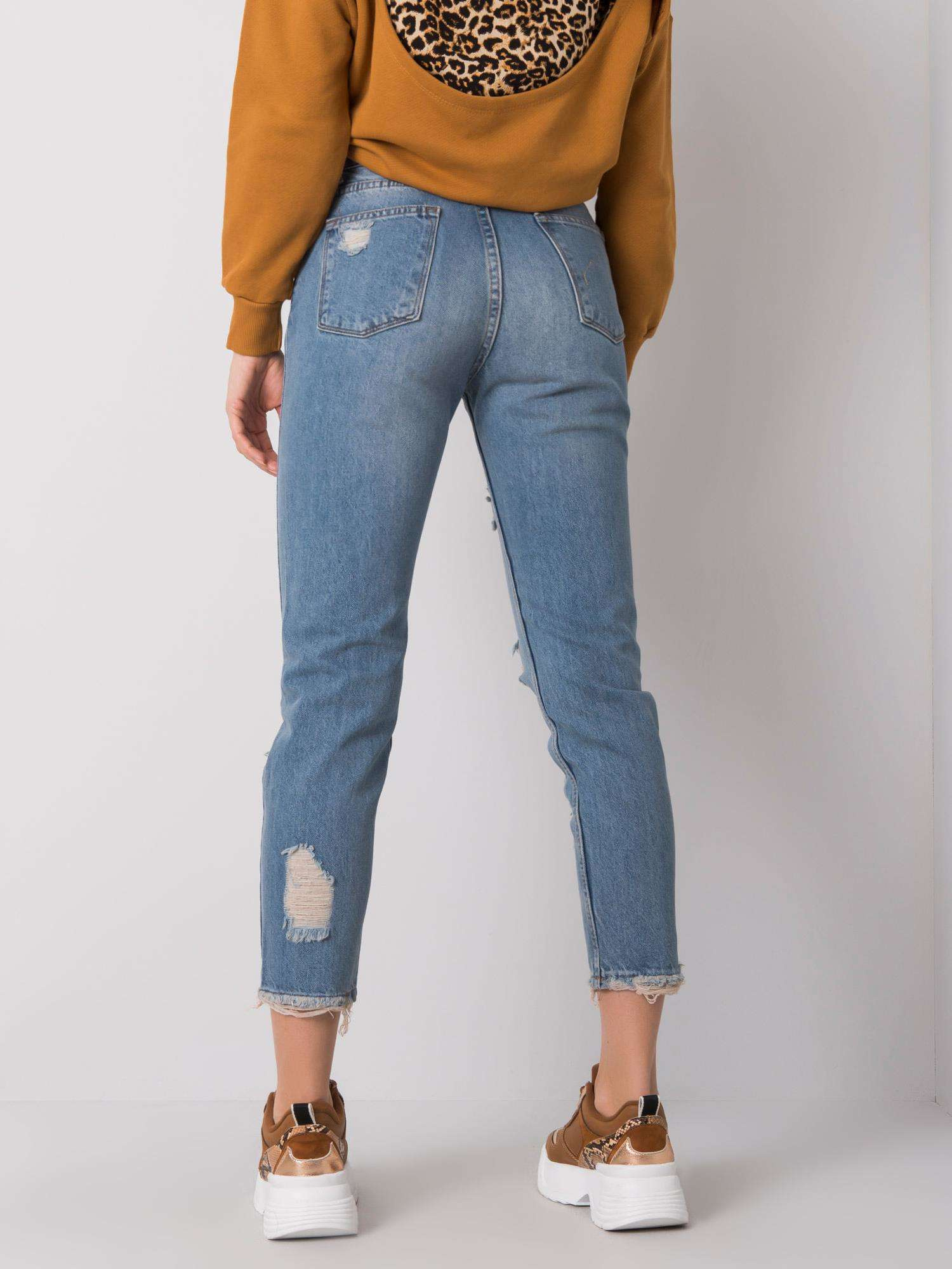 Niebieskie jeansy mom z dziurami Steffi RUE PARIS