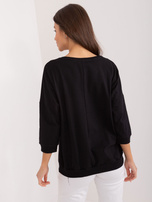 Hurtownia Czarna bawełniana bluzka na co dzień