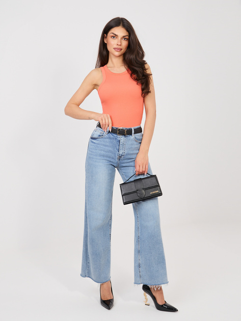 Ciemnopomarańczowy top bezrękawnik w prążek SUBLEVEL