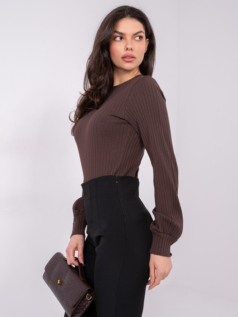 Czekoladowa bluzka z długim rękawem RUE PARIS