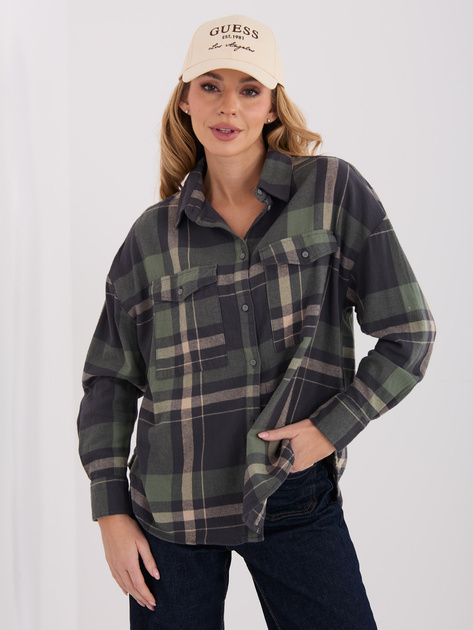 Khaki bawełniana koszula w kratę STITCH & SOUL 