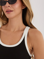 Černý dámský tank top s pruhy RUE PARIS.