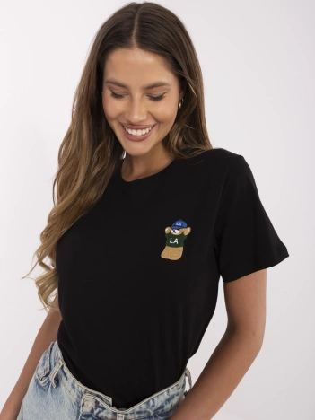Czarny t-shirt z okrągłym dekoltem