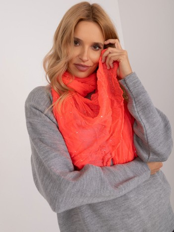 Hurt Fluo różowa chusta damska z aplikacjami