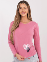 Brudnoróżowa bawełniana piżama z nadrukiem