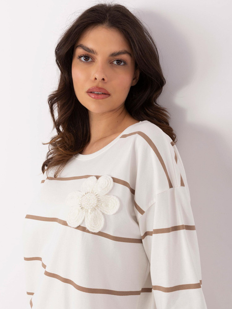 Hurt Ecru-ciemnobeżowa bluzka z okrągłym dekoltem