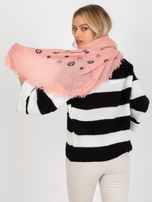 Hurtownia Brudnoróżowy damski szal z nadrukiem