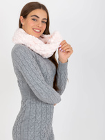 Hurt Jasnoróżowy damski komin ze sztucznego futerka 