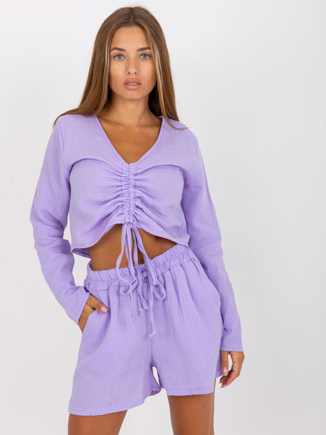 Hurt Jasnofioletowa lekka bluzka na co dzień z muślinu SUBLEVEL