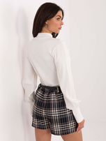 Granatowe damskie spódnico-szorty w kratę