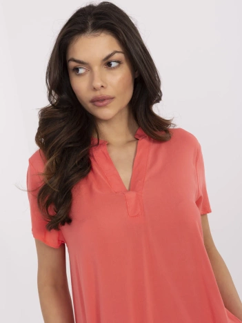 Koralowa bluzka ze ściągaczem na dole SUBLEVEL