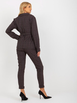 Hurt Ciemnoszara marynarka w kratę od garnituru z wiązaniem