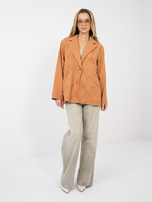 Ceglasta jeansowa marynarka z kwiatową aplikacją RUE PARIS 