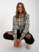 Hurtownia Beżowa koszula damska w kratę