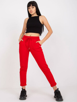 Czerwone spodnie dresowe basic z kieszeniami