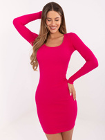 Fuksjowa sukienka bodycon w prążek RUE PARIS