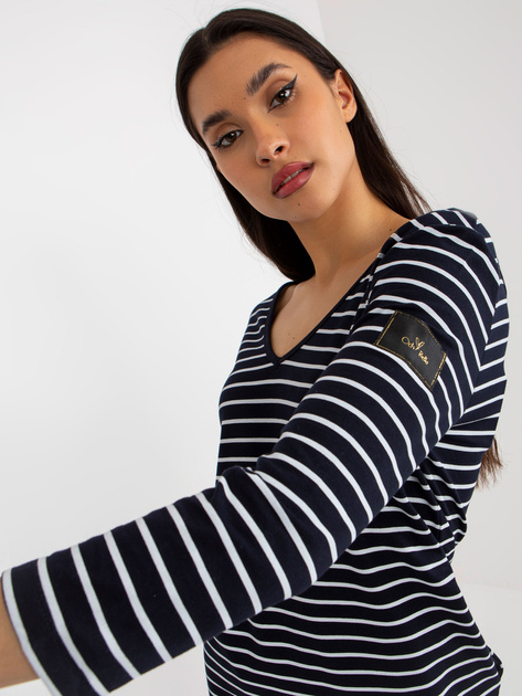 Hurt Granatowo-biała sukienka dresowa w paski OCH BELLA