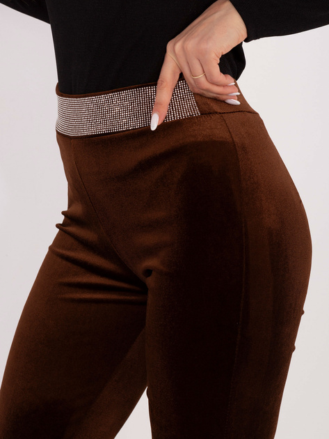 Brązowe imprezowe spodnie z dżetami