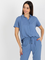 Hurt Niebieska bluzka koszulowa z krótkim rękawem SUBLEVEL