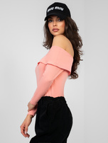 Brzoskwiniowa dopasowana bluzka hiszpanka basic RUE PARIS 