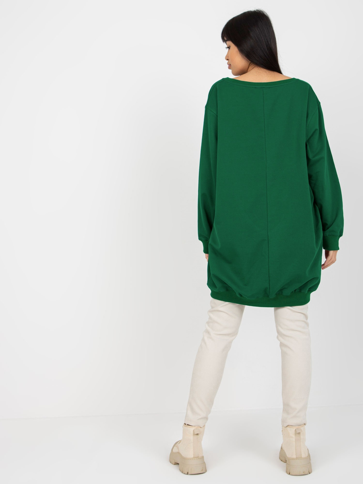 Ciemnozielono-fioletowa długa bluza z napisem oversize