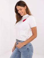 Ecru damski sweter z krótkim rękawem