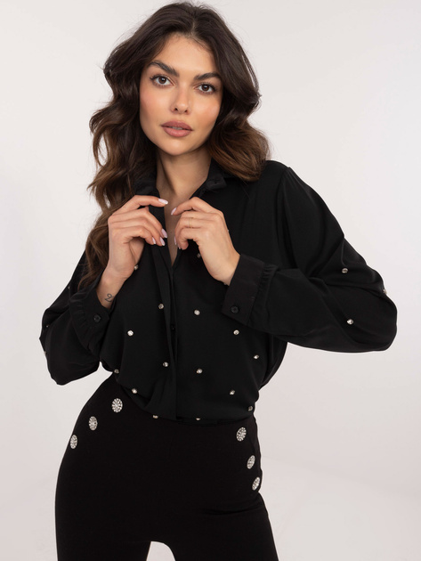 Hurt Czarna rozpinana koszula wizytowa z aplikacjami