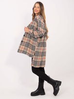Beżowo-czarna asymetryczna koszula w kratę Bonnie
