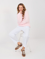 Białe bawełniane spodnie carrot 