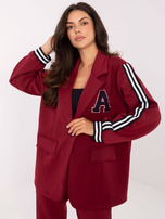 Bordowy casualowy komplet z lampasami RUE PARIS