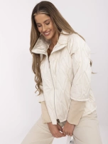 Jasnobeżowa pikowana kurtka bez kaptura