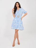 Pastelowa niebieska letnia sukienka z paskiem SUBLEVEL 