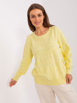 Hurt Jasnożółty damski sweter klasyczny z długim rękawem