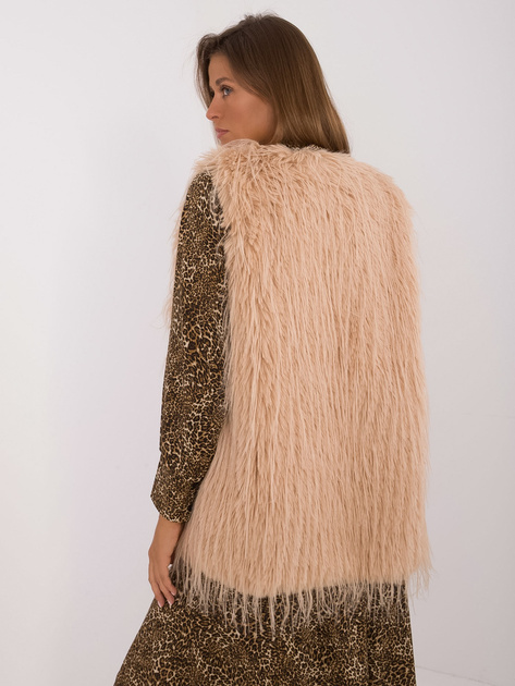 Hurtownia Camelowa kamizelka futrzana z zapięciem