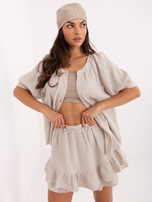 Jasnobeżowy muślinowy komplet na lato OCH BELLA 